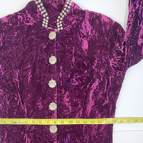 Double D Ranch Velvet Long Sleeve Dress in Rich Purple. M - Picture 5 of 7